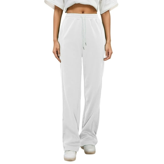 RUTAYY Children Girls Casual Baggy Pants Elastic Waist Drawstring Loose Fit Straight Wide Leg Joggers Sweatpants Long Slacks with Pockets Elegant Trousers