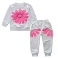 thumbnail image 1 of RUTAYY Children Girls Clothing Sets Cozy Fall Winter Round Neck Long Sleeve Cute Daisy Print Sweatshirt with Floral Petal Pants Tracksuit Chic Holiday Outfit Sets, 1 of 7