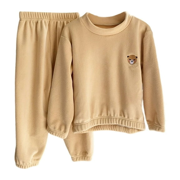 RUTAYY Children Girls Clothing Sets Long Sleeve Pajama Winter Plush Thermal Sleepwear Loungewear Cozy Flannel Pajamas Fun Vibrant Outfit Sets