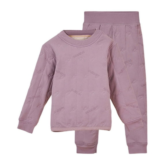 RUTAYY Children Girls Clothing Sets Thermal Underwear Winter Plush Warm Long Sleeve Round Neck Tops and Pants Loungewear Cold Weather Vacation Outfit Sets