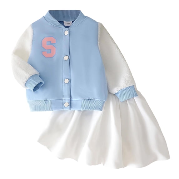 RUTAYY Children Girls Clothing Sets Winter 2-Pack Long Sleeve Plush Tops and Skirt Warm Cozy Clothes Cute Casual Chic Classic Outfit Sets