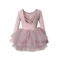 thumbnail image 1 of RUTAYY Children Girls Dance Dress Long Sleeve Solid Color Ballet Tutu Practice Performance Leotard Skirt Class Recital Party Relaxed Holiday Dresses, 1 of 9