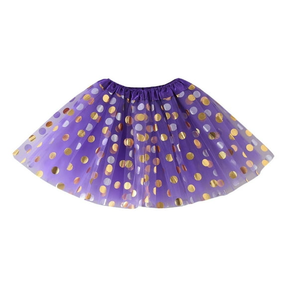 RUTAYY Children Girls Dress Dot Half Body Dresses for Dance Dress With Golden Polka Dots Puffy Dreamy Dress, Purple, One Size