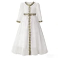 thumbnail image 1 of RUTAYY Children Girls Dress Formal Evening Gown Round Neck Long Sleeve Embroidery Lace Trimmed Party Dress Beach Vacation Dresses, 1 of 9