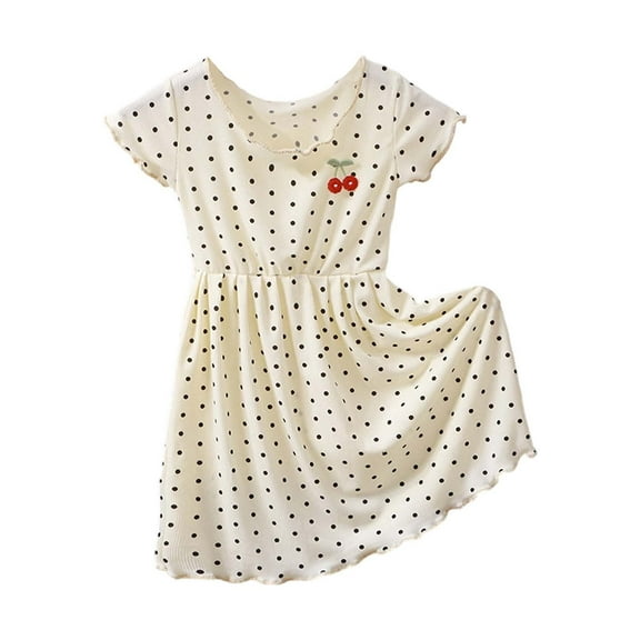 RUTAYY Children Girls Dress Ice Silk Short Sleeve Casual Dresses Soft Comfortable Holiday Vacation Beach, White, 4-5 Years