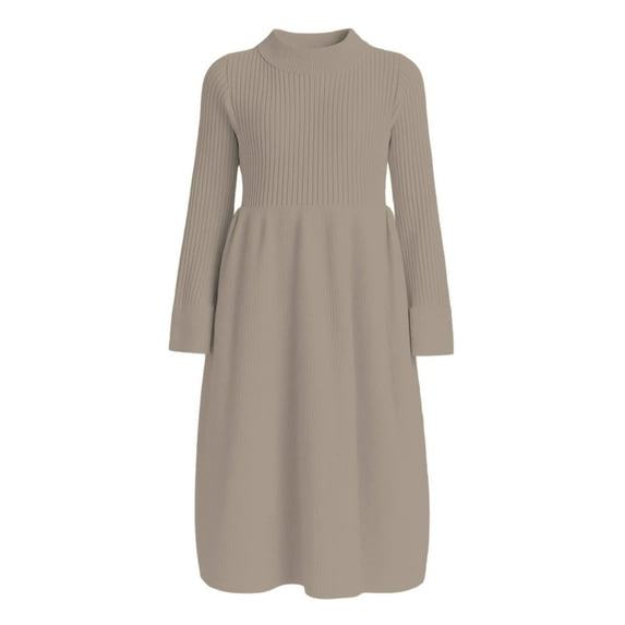 RUTAYY Children Girls Dress Knit Sweater Solid Color Long Sleeve Soft Comfortable Daily Wear Classic Versatile Dresses