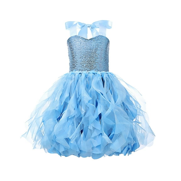 RUTAYY Children Girls Dress Round Neck Solid Color Sleeveless Princess Dress Relaxed Holiday Dresses