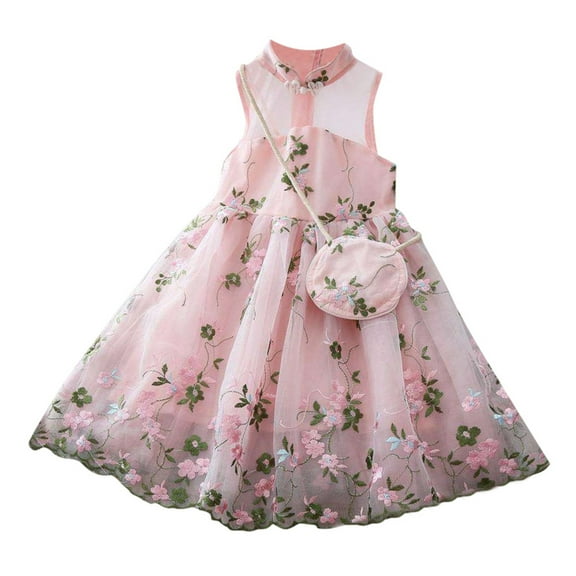 RUTAYY Children Girls Dress Sleeveless Party Embroidery Flower Princess Dress Casual Classic Dresses