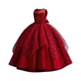 thumbnail image 1 of RUTAYY Children Girls Dress Sleeveless Round Neck formal Party Dress Embroidered Flower Bridesmaid Birthday Casual Sundress, Red, 6-7 Years, 1 of 4