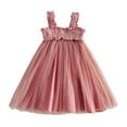 thumbnail image 1 of RUTAYY Children Girls Dress Sleeveless Solid Color Mesh Lace Party Dance Party Clothes Breathable Indoor Outdoor Activities Vibrant Holiday Dresses, 1 of 3