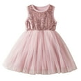 thumbnail image 1 of RUTAYY Children Girls Dress Sleeveless Solid Color Round Neck Sequins Dance Dress Party Elegant Chic Dresses, 1 of 7