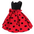 thumbnail image 1 of RUTAYY Children Girls Dress Solid Color Off The Shoulder Party Gown Dress Polka Dot Print Trendy Travel Dresses, 1 of 5