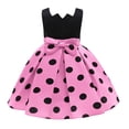 thumbnail image 1 of RUTAYY Children Girls Dress Solid Color Off The Shoulder Party Gown Dress Polka Dot Print Trendy Vacation Dresses, 1 of 1