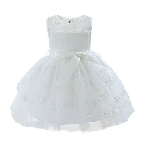RUTAYY Children Girls Dress Solid Color Off The Shoulder Party Gown Dress Rose Embroidery Trendy Vacation Dresses