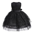 thumbnail image 1 of RUTAYY Children Girls Dress Solid Color Off The Shoulder Party Gown Dress Rose Embroidery Vacation Playful Dresses, 1 of 1