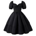thumbnail image 1 of RUTAYY Children Girls Dress Solid Color Short Sleeve Black Summer Formal Gown Comfortable Casual Party Wear Relaxed Holiday Dresses, 1 of 6