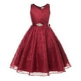 thumbnail image 1 of RUTAYY Children Girls Dress Solid Color Sleeveless Lace Dress Wedding Flower V-Neck Everyday Casual Wear Classic Beach Dresses, 1 of 7