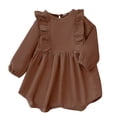 thumbnail image 1 of RUTAYY Children Girls Dress Spring Solid Color Long Sleeve Corduroy Pinafore Dress with Pleated Skirt and Scalloped Trim Casual Holiday Dresses, 1 of 9