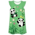 thumbnail image 1 of RUTAYY Children Girls Dresses Cute Cartoon Printed Loose Nightgown Classic Versatile Dresses, Green, 7-8 Years, 1 of 2