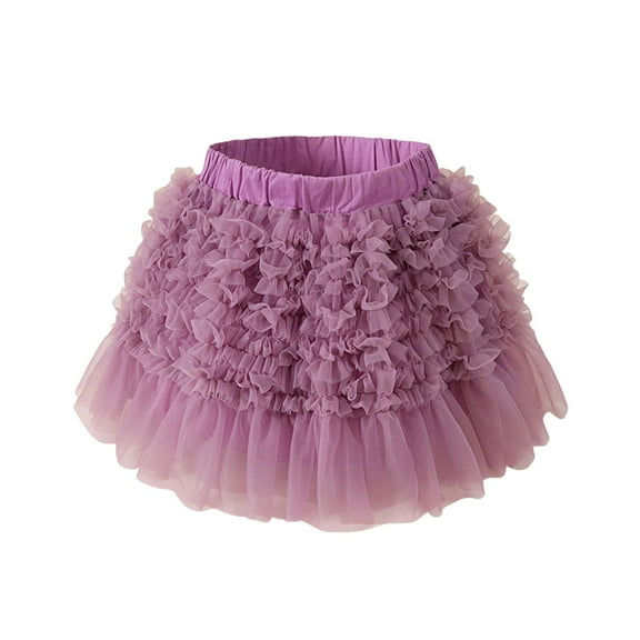 RUTAYY Children Girls Dresses Party Layered Tutu Dressess Soft Stretchy Waist Comfortable Everyday Wear Classic Versatile Dresses, Purple, 3-4 Years