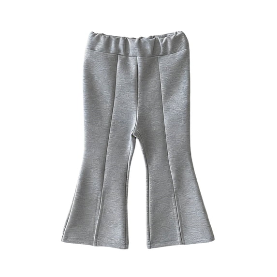 RUTAYY Children Girls Flared Pants Solid Color Elastic Waist with Front Slit Design Chic Elegant Trousers