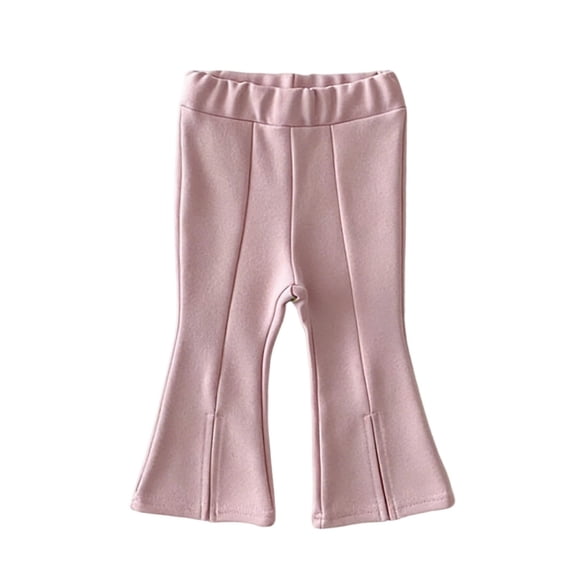RUTAYY Children Girls Flared Pants Solid Color Elastic Waist with Front Slit Design Chic Holiday Trousers