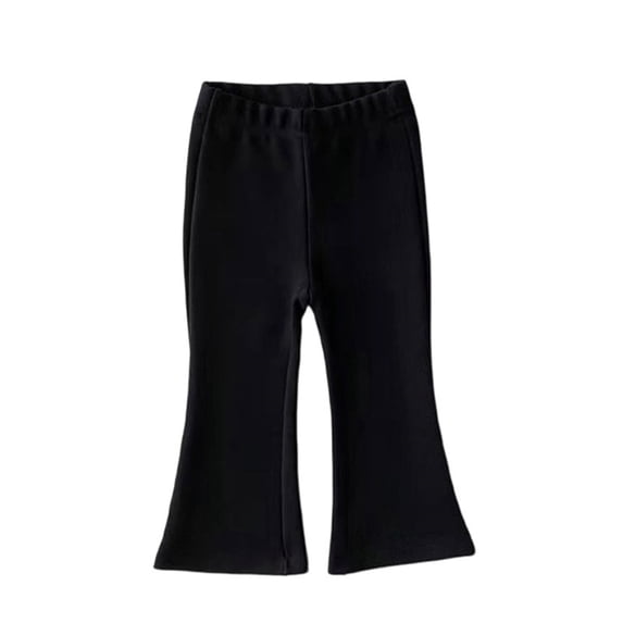 RUTAYY Children Girls Flared Pants Solid Color Elastic Waist with Front Slit Design Holiday Chic Trousers