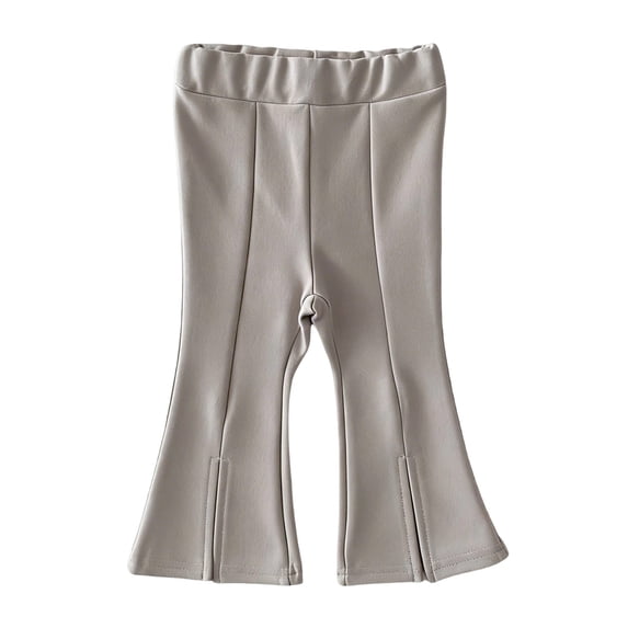 RUTAYY Children Girls Flared Pants Solid Color Elastic Waist with Front Slit Design Versatile Travel Trousers