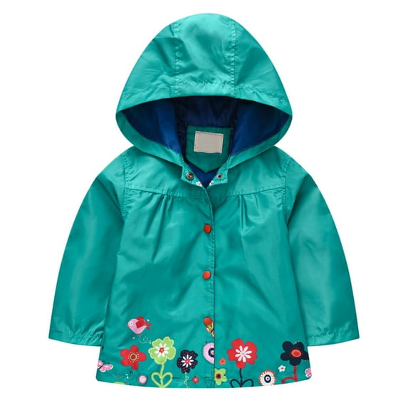 RUTAYY Children Girls Hooded Jacket Long Sleeve Button Up Outerwear Casual Outdoor Activities Leisure Trendy Coat