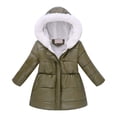 thumbnail image 1 of RUTAYY Children Girls Hooded Jacket Winter Warm Zip Up Long Sleeve Slim Fit Padded Solid Color Outwear Cold Weather Casual Holiday Coats, 1 of 3