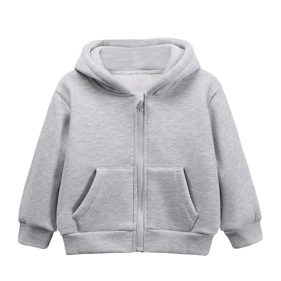 RUTAYY Children Girls Hoodies Fall Winter Zip Up Solid Color Long Sleeve Jacket Casual Outerwear with Pocket Trendy Versatile Hooded Sweatshirt