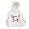thumbnail image 1 of RUTAYY Children Girls Hoodies Long Sleeve Cute Little Cat Print Loose Soft Comfortable Sports Shirt Casual Daily Wear Versatile Vacation Hooded Sweatshirt, 1 of 3