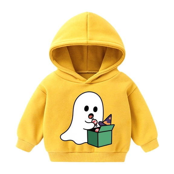 RUTAYY Children Girls Hoodies Long Sleeve Festive Cute Print Cozy Plush Comfortable Playful Vacation Hooded Sweatshirt