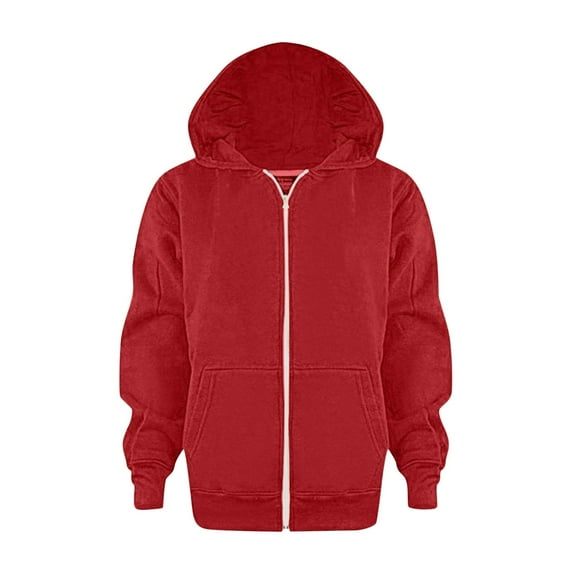 RUTAYY Children Girls Hoodies Solid Color Long Sleeve Zipper Soft Coat with Pocket Windproof Comfortable Casual Daily Wear Trendy Versatile Hooded Sweatshirt