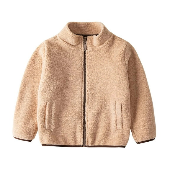 RUTAYY Children Girls Jacket Long Sleeve Solid Color Plush Warmth Comfort Winter Outerwear Soft Cozy Plush Tops Fun Vibrant Coat