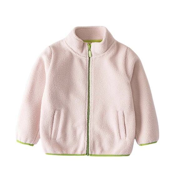 RUTAYY Children Girls Jacket Long Sleeve Solid Color Plush Warmth Comfort Winter Outerwear Soft Cozy Plush Tops Relaxed Classic Coat