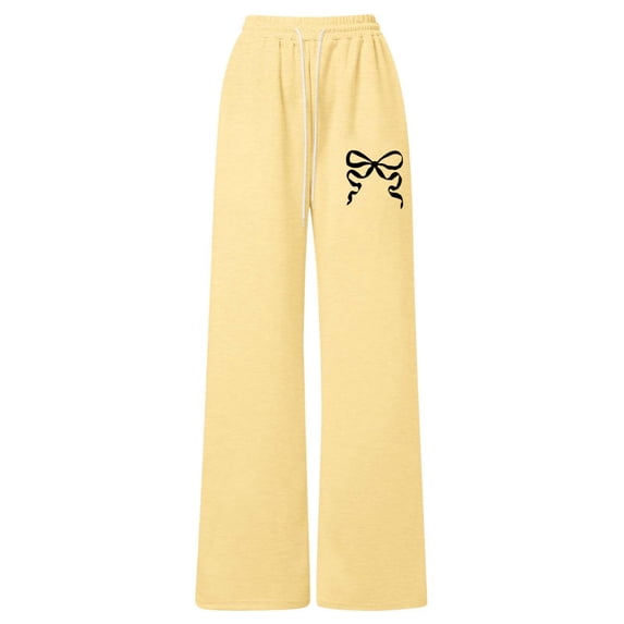 RUTAYY Children Girls Joggers Bow Detail Loose Fit Straight Leg Pants with Back Pocket Soft Comfortable Chic Elegant Trousers