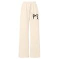 thumbnail image 1 of RUTAYY Children Girls Joggers Bow Detail Loose Fit Straight Leg Pants with Back Pocket Soft Comfortable Fashion Travel Trousers, 1 of 4