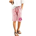 thumbnail image 1 of RUTAYY Children Girls Knee Length Shorts floral Printed Solid Color Pants Have Elastic Waist with Drawstring Pockets Casual Daily Wear fun & Vibrant Designs, 1 of 4