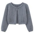 thumbnail image 1 of RUTAYY Children Girls Knit Cardigan Sweater Long Sleeve Solid Color Lightweight Round Neck Button Open Front Cover Up Casual Relaxed Stylish Coat, 1 of 8