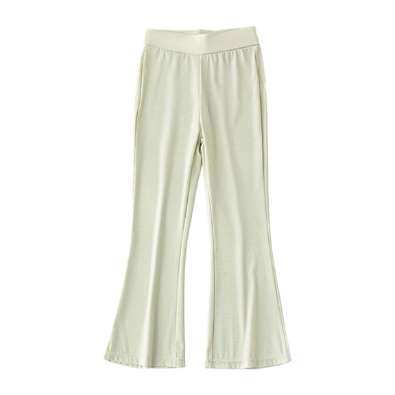 RUTAYY Children Girls' Leggings Summer Ice Cream Silk Flared Leg Proof Casual Outdoor Play Elastic Waist Soft Breathable Elegant Stylish Pants, Green, 4-5 Years