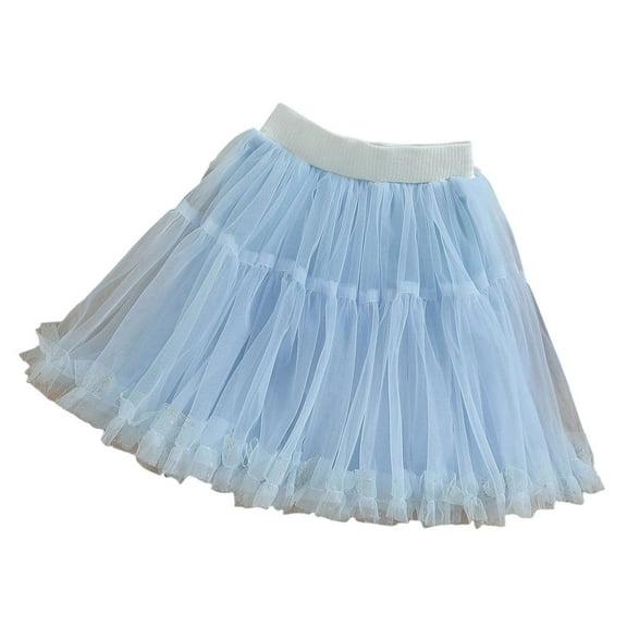 RUTAYY Children Girls Mini Skirt Layered Party Dress Solid Color Elastic Waist Tutu Skirt Soft Comfortable Vacation Playful Skirt