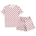 thumbnail image 1 of RUTAYY Children Girls Outfit Sets Round Neck Polka Dot Printed Button Short Sleeved Top Shorts Pajama Set Casual Daily Wear, 1 of 2