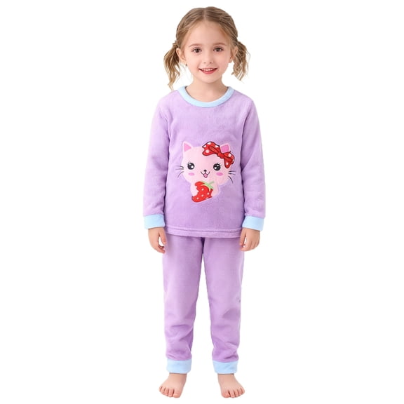 RUTAYY Children Girls Outfit Sets Spring Winter Cozy Flannel Loungewear Fuzzy Thermal 2 Piece Long Sleeve Tops and Pants Indoor Outdoor Activities Chic Casual Sets