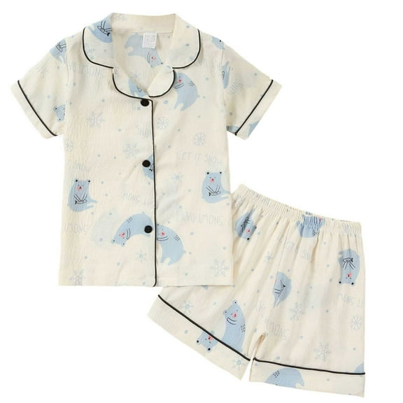 RUTAYY Children Girls Outfit Sets Turndown Collar Short Sleeve Cartoon Prints Tops T Shirt Shorts Casual Outfits Trendy Clothes