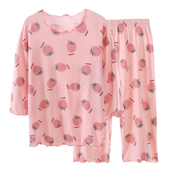 RUTAYY Children Girls Outfits Sets Casual Summer Outfit Round Neck Short Sleeve Top With Elastic Waist Capri Pants Soft Comfortable Indoor Wear Fashion Clothing, 6-7 Years