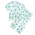 thumbnail image 1 of RUTAYY Children Girls Pajamas Summer Fall Cartoon Print Short Sleeve Short Pants Sleepwear Outfits Pyjamas Clothes Fun & Vibrant Designs, Light Blue, 4-5 Years, 1 of 8