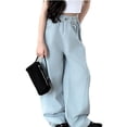 thumbnail image 1 of RUTAYY Children Girls' Pants Candy Casual Wide-Leg Pants Classic Style, Light Blue, 5-6 Years, 1 of 6