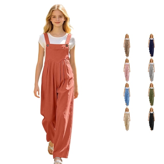 RUTAYY Children Girls Pants Casual Long Mid Waist Solid Color Denim Overalls Bottom Everyday Wear Classic Holiday Trousers