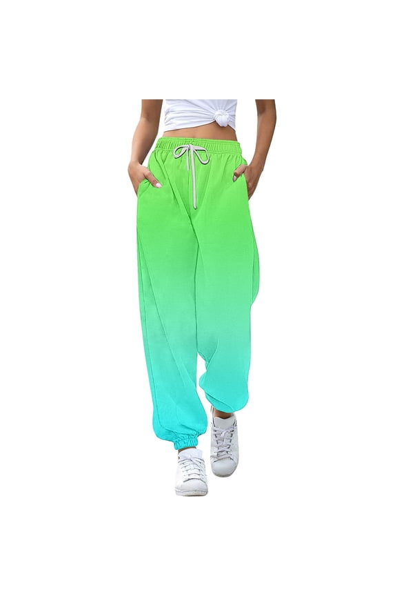 Children Girls' Pants Jogging Bottoms Sports Trousers Sweatpants Batik Colour Gradient Training Trousers Drawstring Classic Style, Light Green, 4-5 Years